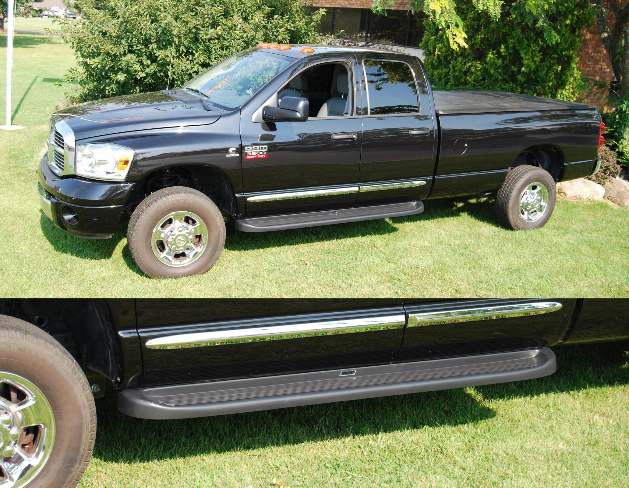 3-Inch Black Running Boards - For 2002-2008 Dodge Ram 1500 Quad Cab (BOC Style)